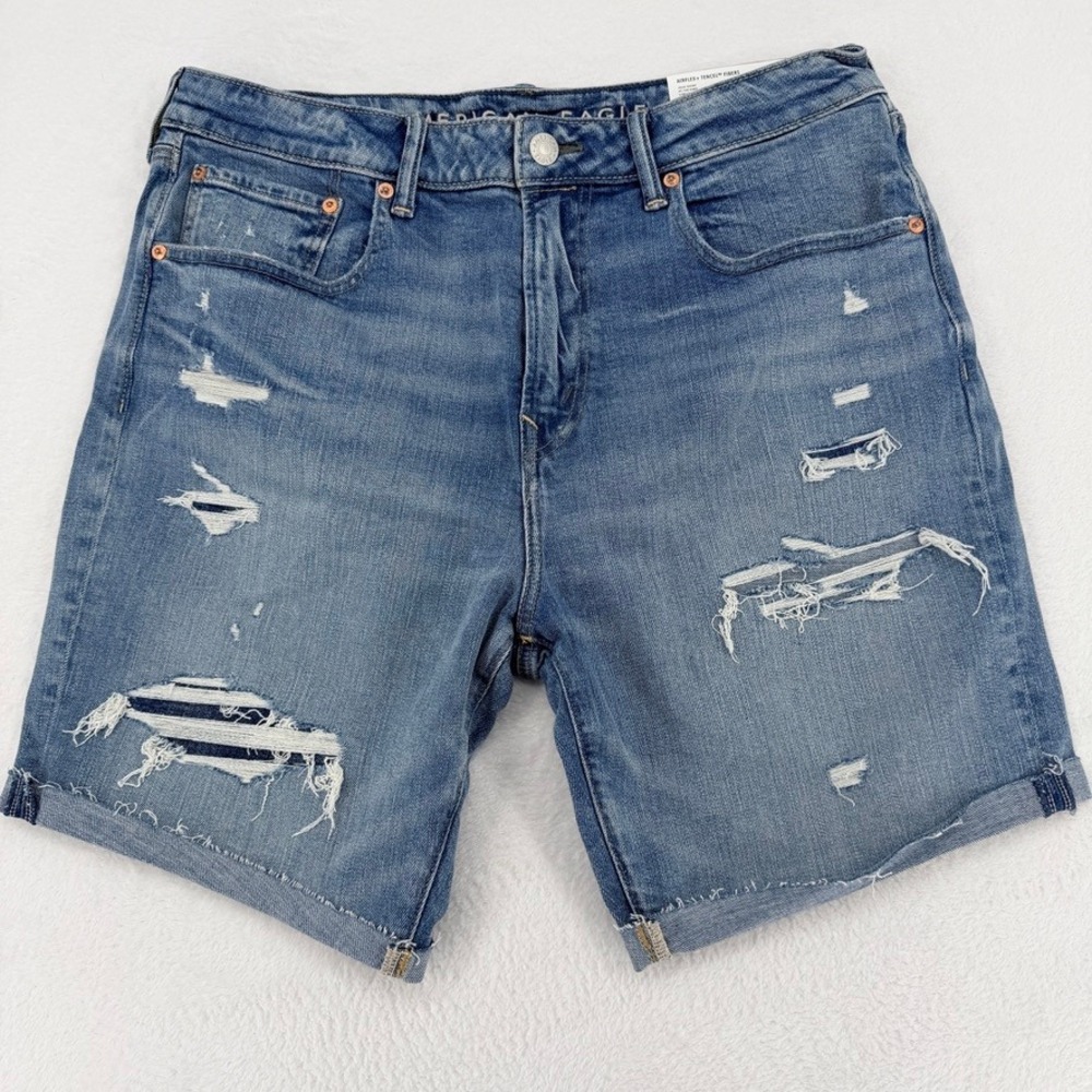 American Eagle AirFlex+ Tencel Distressed Jean Shorts 34 NWT - Picture 11 of 12